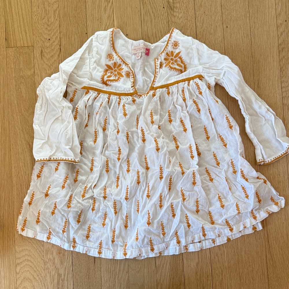 Pink Chicken White and Orange Embroidered Swim Coverup